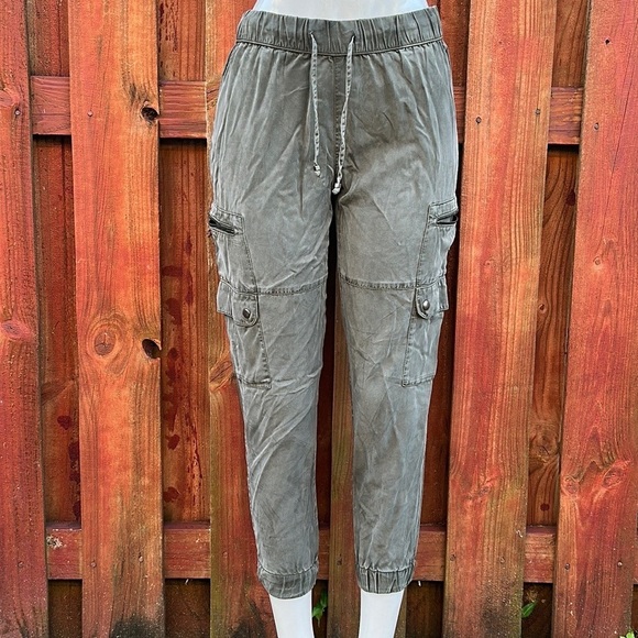 Green Cargo Jogger Pants Pocket Size S/P - Picture 1 of 11
